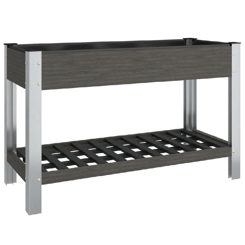 Helloshop26 - Jardinière bac lit surélevé plantes fleurs terrasse jardin de jardin avec étagère 120 x 50 x 75 cm WPC gris 02_0039772 - gris alumi_0