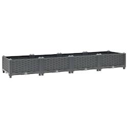 Helloshop26 - Jardinière lit surélevé plantes fleurs jardin 160 cm polypropylène gris 02_0000915 - 3000072501532_0