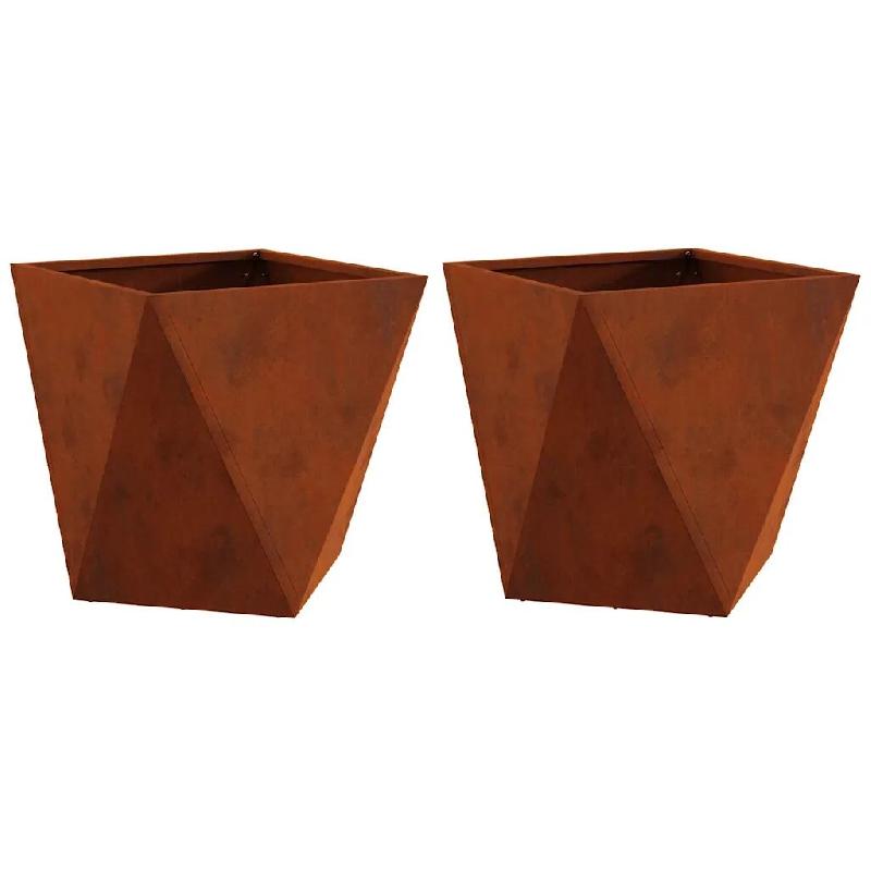 Helloshop26 - Lot de 2 jardinières design moderne extérieures 50 x 50 x 50 cm en acier rouillé 02_0053089 - acier 3000237752717_0