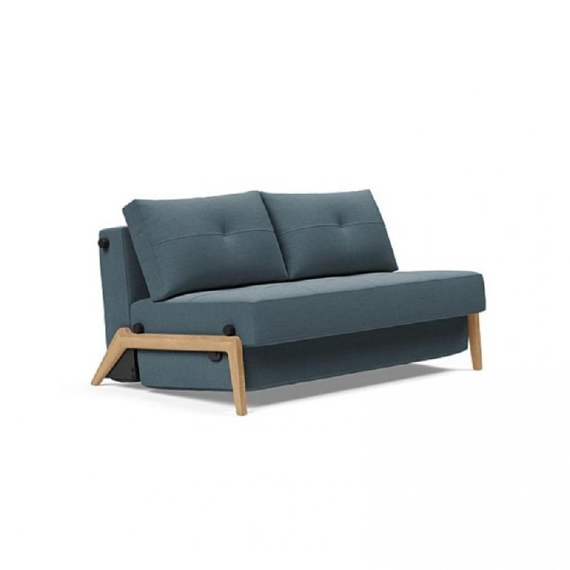Innovation Living - Canapé design Cubed Wood 02 convertible lit 140x200 cm - tissu Vivus Dusty Blue_0