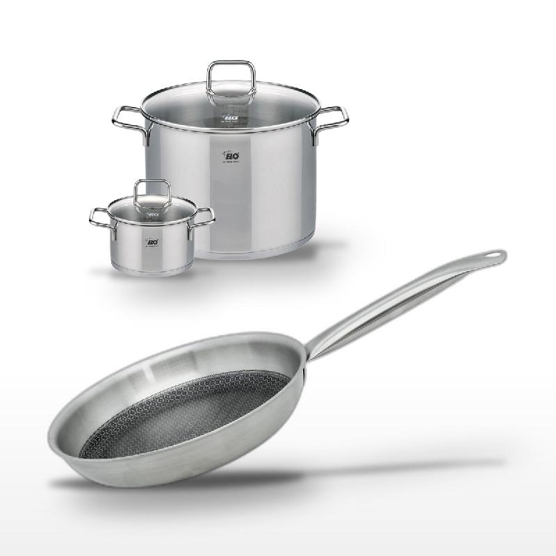 Lot de 2 Faitouts 16/26cm et Poêle 28cm Elo Relief Solution - gris 3176239959000_0
