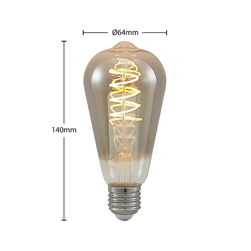 LUCANDE LED E27 ST64 4 W 1 800 K DIM FUMÉE X5
