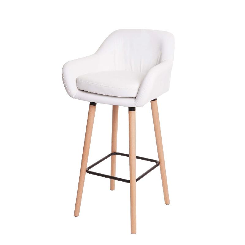Mendler Tabouret de bar Malmö T381, chaise de bar Tabouret de bar certifié MVG ~ similicuir, blanc - blanc matière synthétique 74322_0