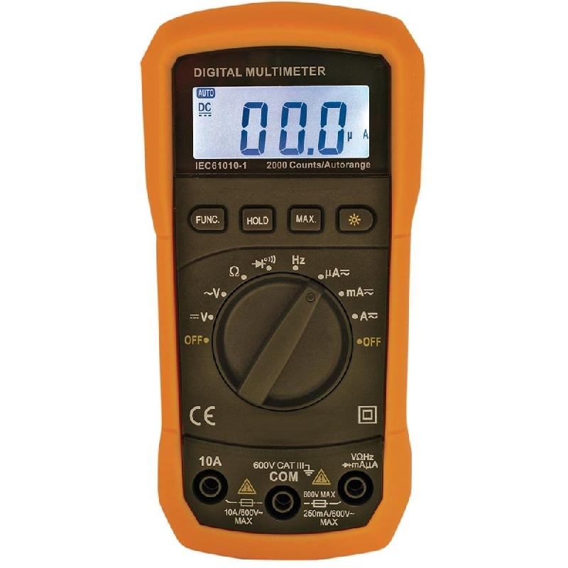 Multimètre AC/DC automatique avec cordons détachables - gamme de mesure jusqu'à 10A - Référence DMH2002_0