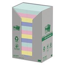 NOTES REPOSITIONNABLES RECYCLÉES COULEURS NATURE POST-IT 47,6 X 47,6 MM - BLOC DE 100 FEUILLES - LOT DE 24