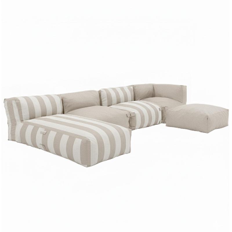 Oviala Business Salon de jardin modulable rayé 5 places beige - beige polyester 115068_0