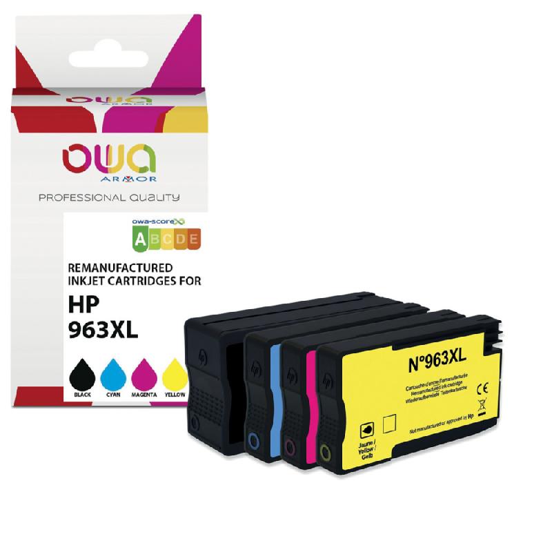 OWA K10542OW CARTOUCHE D'ENCRE REMANUFACTURÉE COMPATIBLE HP 963XL - PACK 4 COULEURS