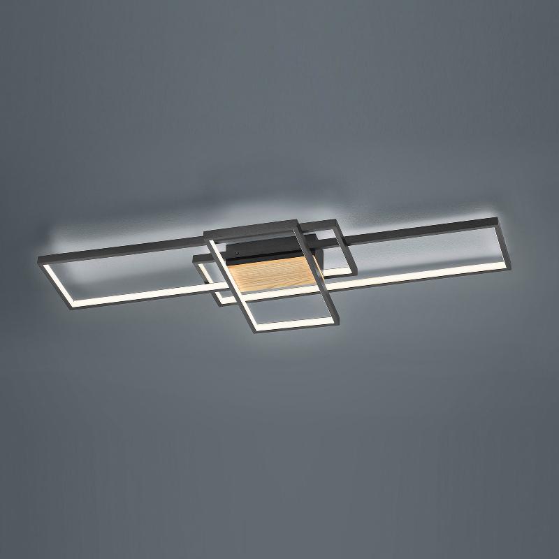 TRIO LIGHTING PLAFONNIER LED TUCSON AVEC ÉLÉMENT BOIS, NOIR