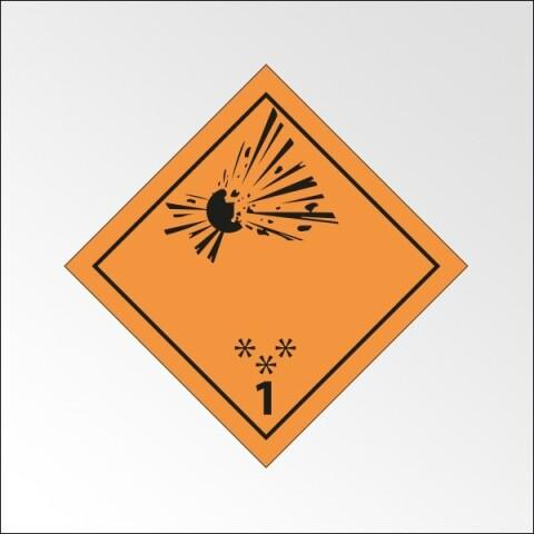 PLAQUE DE TRANSPORT ADR - MATIÈRES ET OBJETS EXPLOSIFS - 300 X 300 MM - PVC