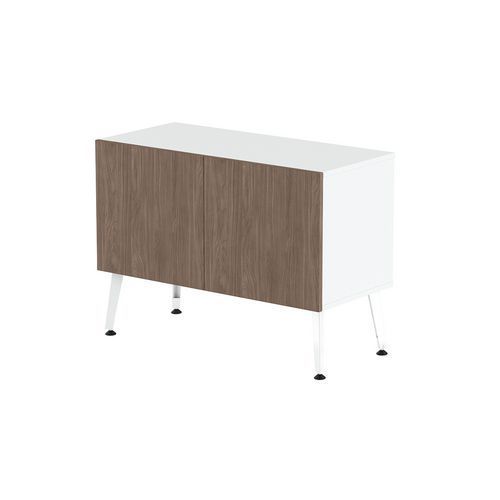 RANGEMENT BAS TENI LARG.80 CM 2 PORTES BLANC/NOYER - MBA