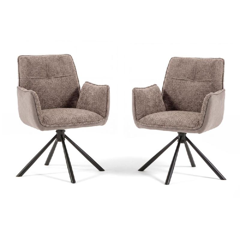 RATTATAN Lot de 2 chaises rembourrées en velours et tissu bouclé, pieds en métal noir pivotants à 360°, pour salle à manger, cuisine, restaurant_0
