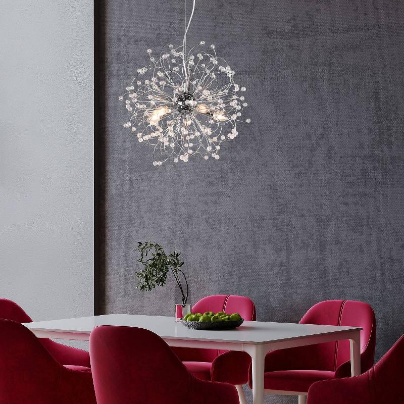 REALITY LEUCHTEN SUSPENSION GLORIA, E14, À 5 LAMPES, CHROMÉE