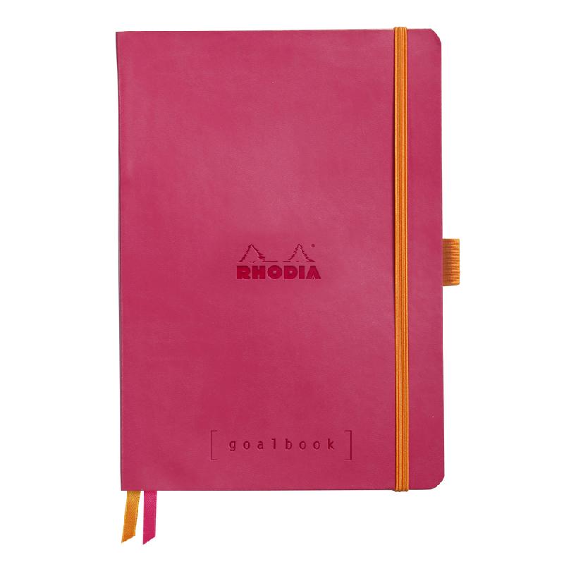 RHODIARAMA GOALBOOK SOUPLE A5 240 PAGES DOT PAPIER IVOIRE 90G - FRAMBOISE