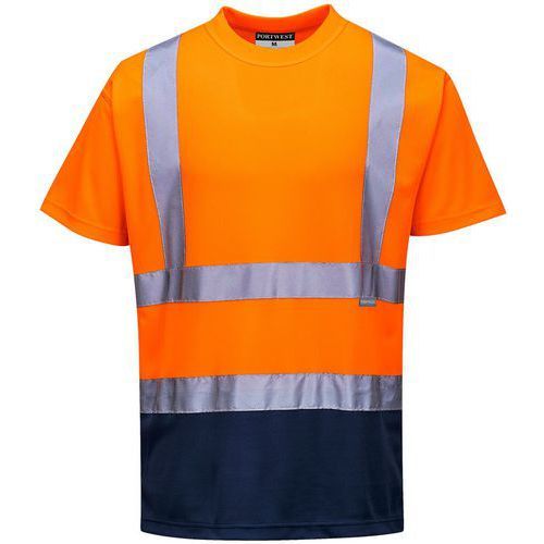 T-SHIRT BICOLORE À MANCHES COURTES S378 BLEU/ORANGE M - PORTWEST