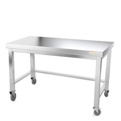 Table de travail en inox soubassement 1400 x 600 mm avec renfort sur roulettes PREMIUM / GOLDINOX - inox 3701770807871_0