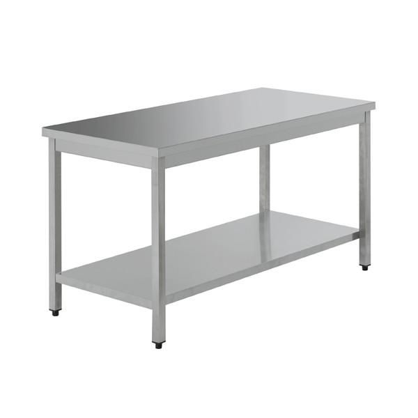 Table inox avec étagère basse et sans dosseret  meuble inox - synergie_0