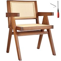 TecTake GmbH tectake Chaise de salle à manger cannage viennois et accoudoirs chêne foncé - 405889 - beige Bois massif 405889_0