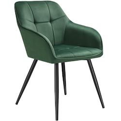 Tectake Chaise rembourrée en velours matelassé avec dossier continu vert foncé - 405723 - vert polyester 405723_0