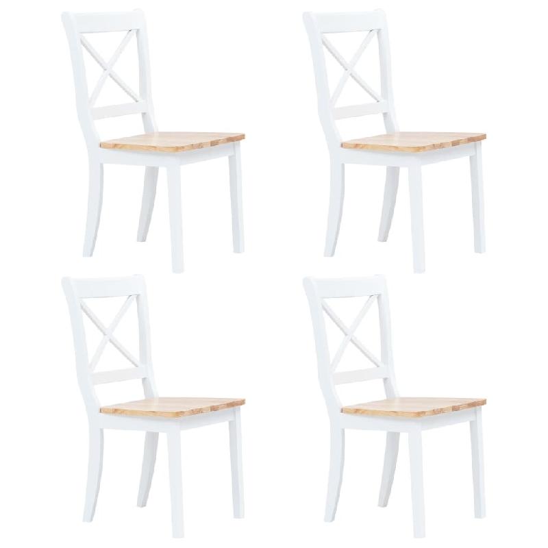 VidaXL Chaises à manger lot de 4 blanc et bois clair bois hévéa massif Modèle Cristal Chic - 247359_0