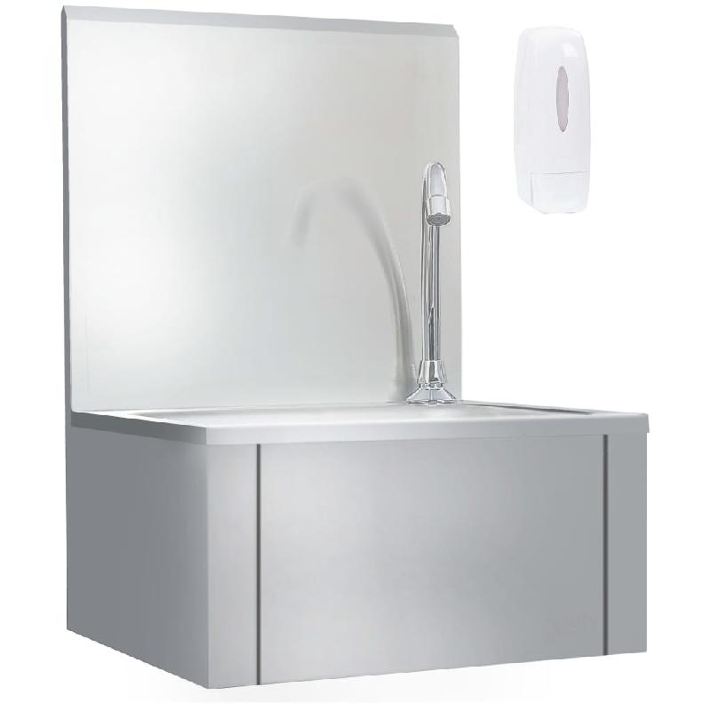 Vidaxl lavabo de lavage avec robinet et distributeur de savon inox 51114_0