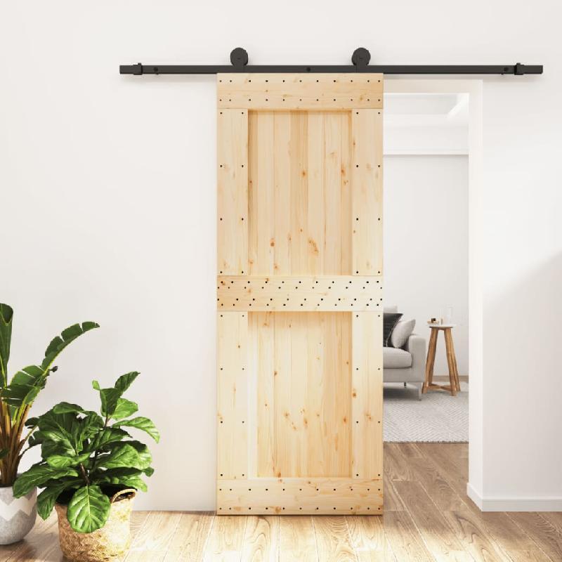 Vidaxl porte coulissante et kit de quincaillerie 80x210 cm pin massif 3203071_0