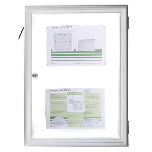 VITRINE D'AFFICHAGE EXT. REVERSO LED - ALU ANODISÉ - VERRE SÉCURIT 16A4 - PLANORGA