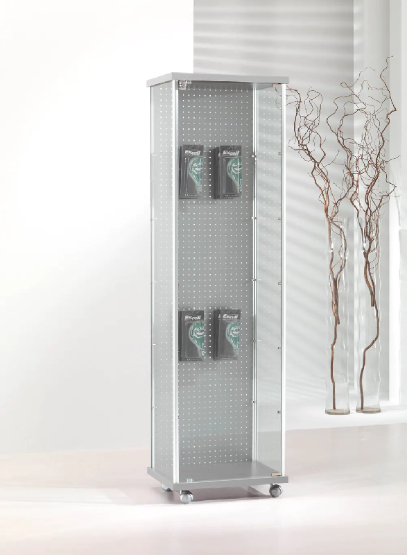 Vitrine étroite perforée 53-BLVA - verre trempé - gris clair - dimensions 53x39x180 cm_0