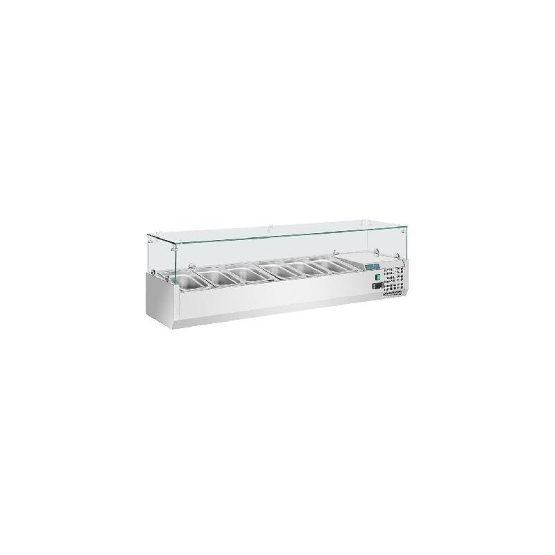 Vitrine inox réfrigérée à ingrédients 5 x GN 1/3 (P)100 mm & 1 x GN 1/2 (P)100 mm, 150 W, 220 V - MONO_0