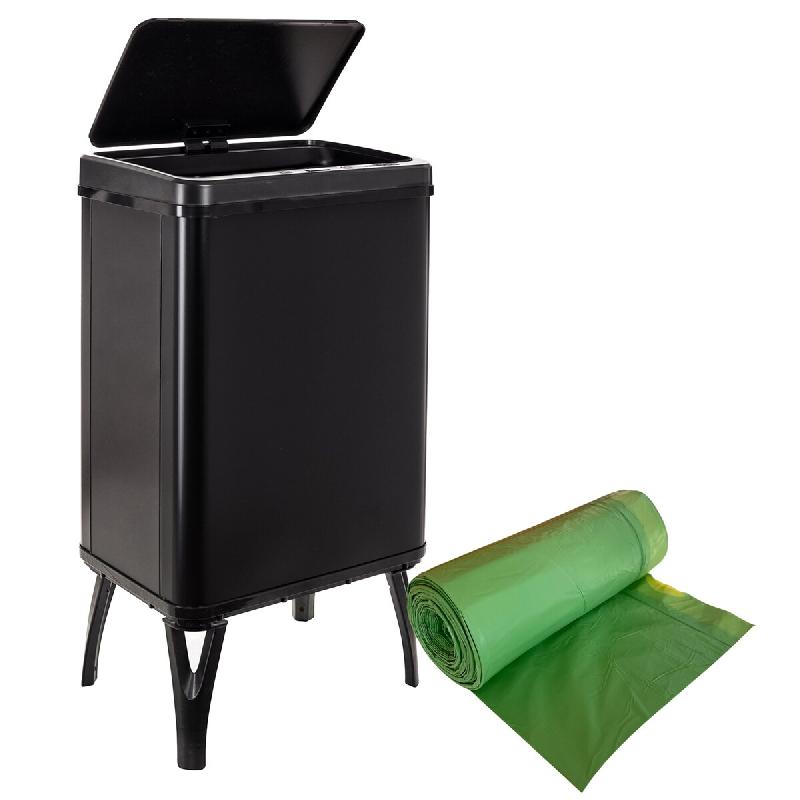 WellHome - Poubelle Intelligente 40L de couleur Noire 35,5x26x71,5cm avec 30 Sacs Poubelle adaptés - noir inox PK6679_0