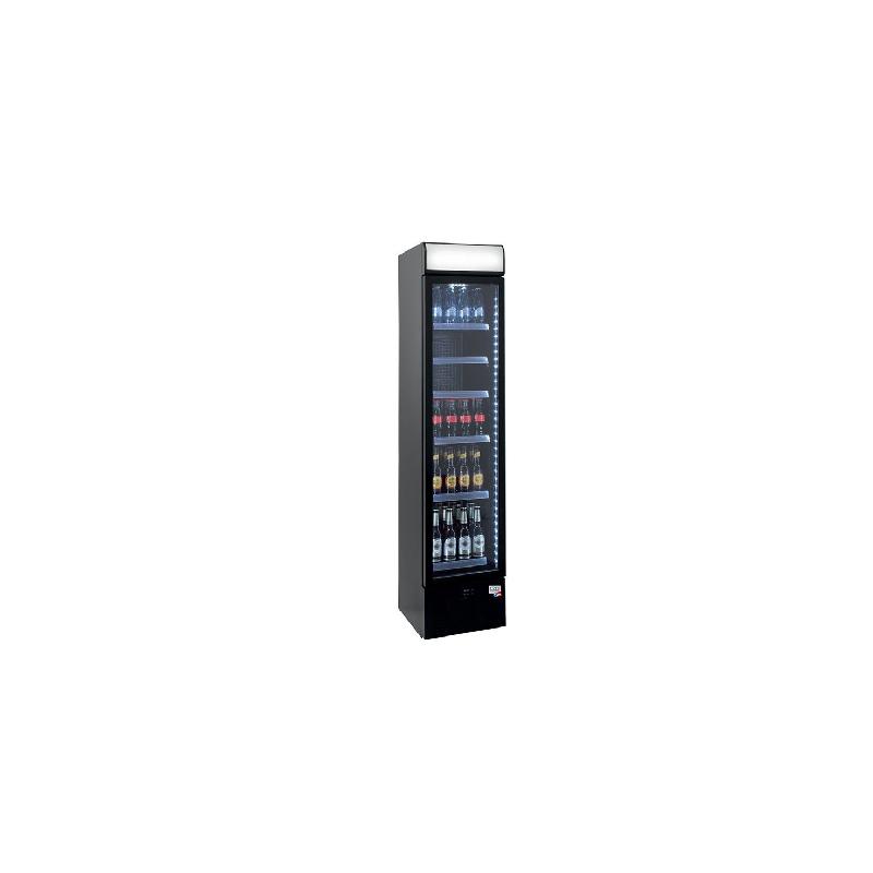Armoire à boisson étroite avec porte vitrée battante noire 0/+7°C - Dimensions 403×455×1905 mm - Référence VBC125C_0