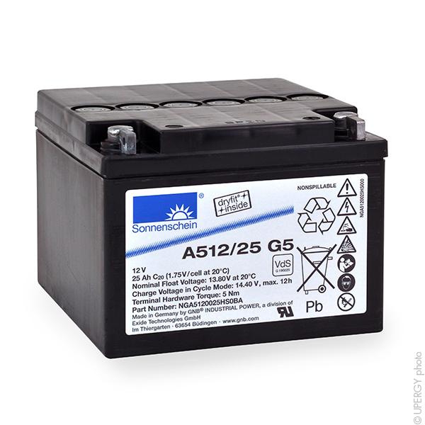 Batterie plomb étanche gel Sonnenschein A512/25G5 12V 25Ah M5-M - série Dryfit A500_0