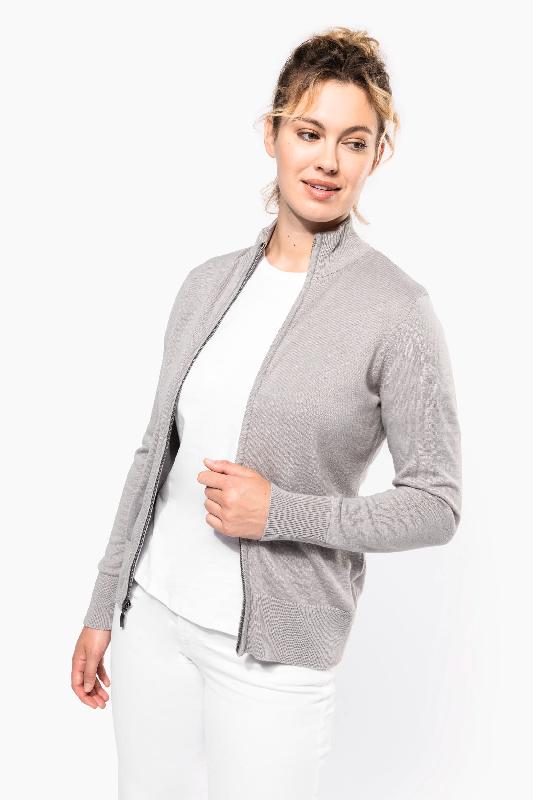 Cardigan zippé femme - Coupe cintrée - Col cheminée - Réf : K962 - Marque Kariban_0
