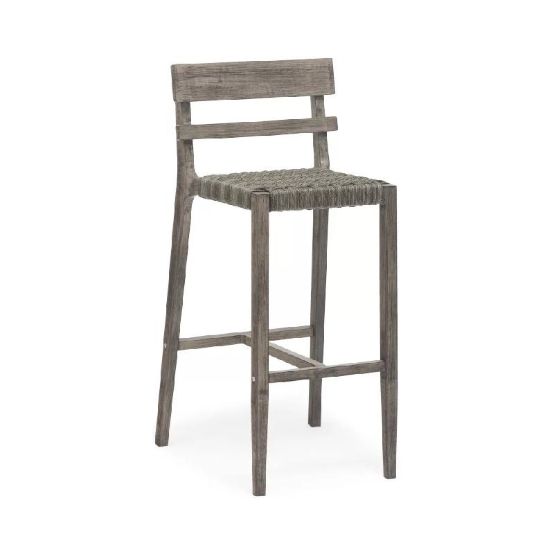 Chaise haute en aluminium wood grey TOLEDO - assise tressage wicker bicolore - Stamp_0