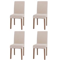Décoshop26 - Lot de 4 chaises de salle à manger dossier haut en tissu chenille crème pieds clair 04_0007515 - 3000262167753_0