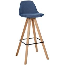 Décoshop26 - Tabouret de bar chaise haute x1 repose-pieds style scandinave en tissu bleu structure en bois clair carré 10_0004640 - bleu 3000252208480_0
