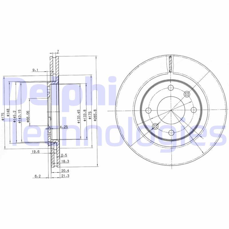 Disque de frein ventilé Delphi BG2387C - boîte de 2 disques_0