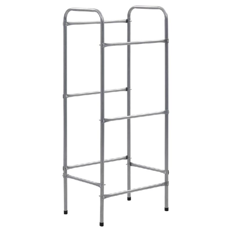 Étagère de rangement en acier argenté pour 3 caisses - 50 x 33 x 116 cm - Réf. 02_0000642_0