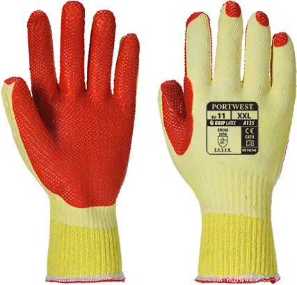 Gants de manutention High Grip jaune orange A135 - Taille L - Certifiés CE avec motif texturé_0