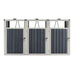 Helloshop26 - Cache poubelle 3 places avec portes à poignée 121 x 219 x 82 cm gris anthracite 03_0006695 - 3001837882729_0
