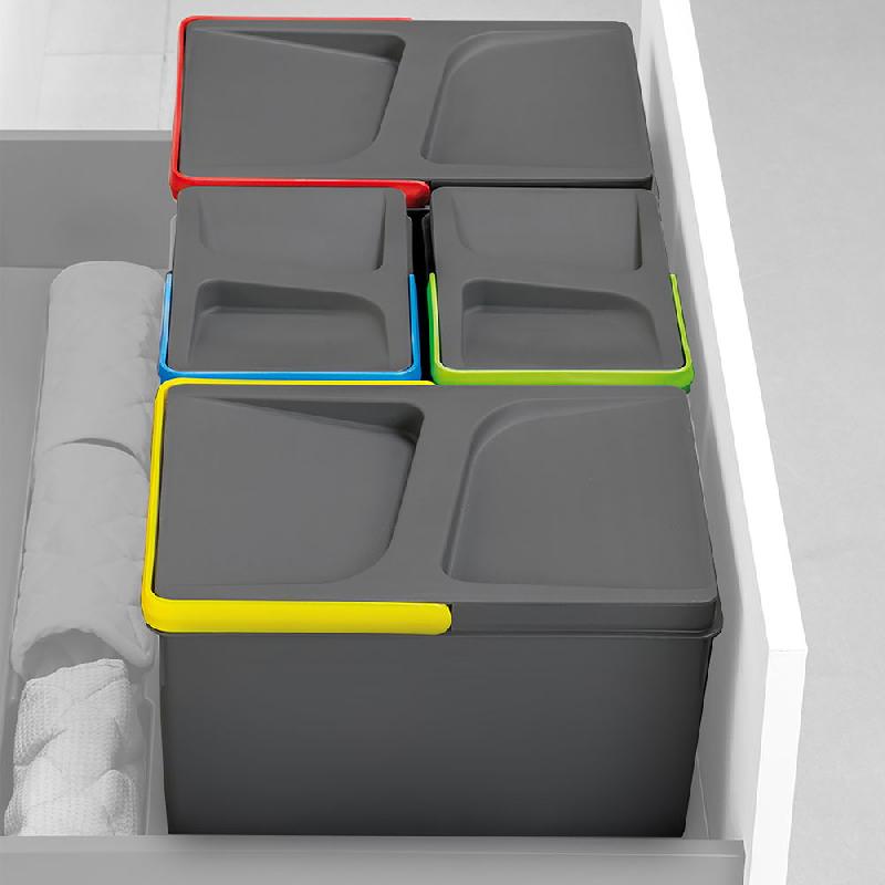 Poubelles pour tiroir de cuisine Recycle Emuca - 15 litres, gris anthracite, hauteur 266 mm_0