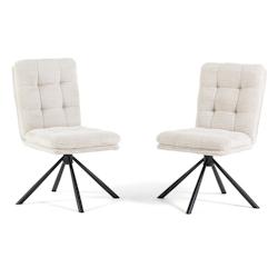 RATTATAN Lot de 2 chaises rembourrées en velours à larges côtes, pieds en métal pivotants à 360°, pour cuisine, salle à manger ou bureau, desig_0