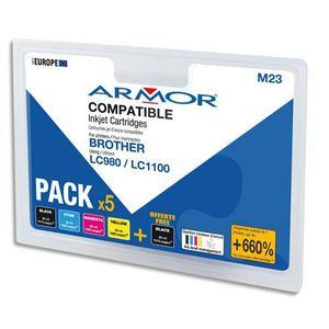 Armor pack de 5 cartouches jet d'encre brother lc980/1100 b10171r1_0
