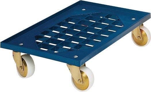 Chariot à caisse - capacité 250 kg - pneus polymère - L605 x l405 mm - plastique ABS bleu - hygiénique et compatible alimentaire_0