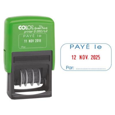Colop Tampon dateur Printer Green line S 260L - formule 'Payé le' - Bicolore_0
