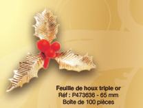 DÉCORATION DE BÀ»CHES PÂTISSIÈRES FEUILLE DE HOUX TRIPLE OR