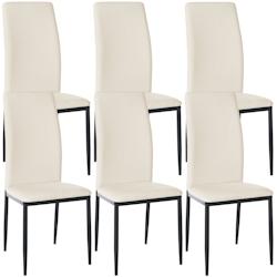 Décoshop26 - Lot de 6 chaises de salle à manger design simple en synthétique crème cadre en métal noir CDS10286 - noir 3002480932694_0