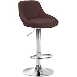 Décoshop26 - Tabouret de bar chaise haute x 1 avec coutures décoratives assise en tissu marron pieds métal chromé 10_0005083 - marron 3000252451329_0