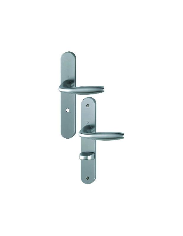 ENSEMBLE SUR PLAQUE NEW YORK EA70 TYPE CONDAMNATION ENTRAXE À 195 FINITION ALU ASPECT INOX - HOPPE - 3282277
