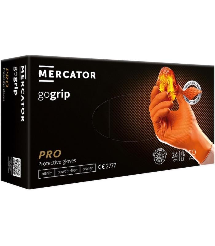 Gants nitrile Go Grip Orange M taille 7-8 - Épais, texturés en 3D, conformes aux normes alimentaires_0