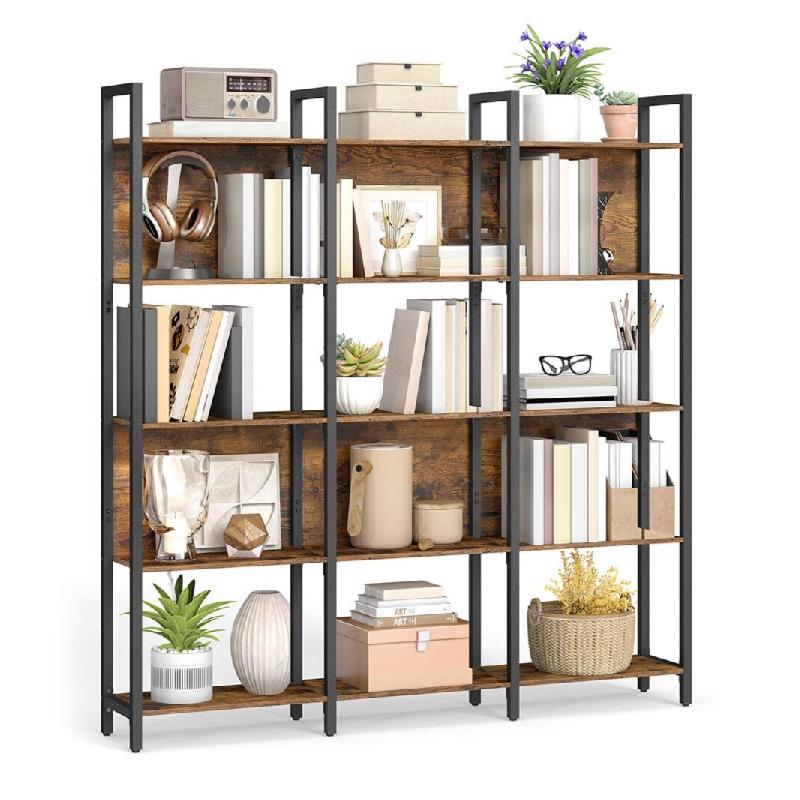 Helloshop26 - Bibliothèque étagère de rangement étagère de cuisine 5 niveaux cadre en acier stable pour bureau entrée salon style 12_0004262 - 3_0